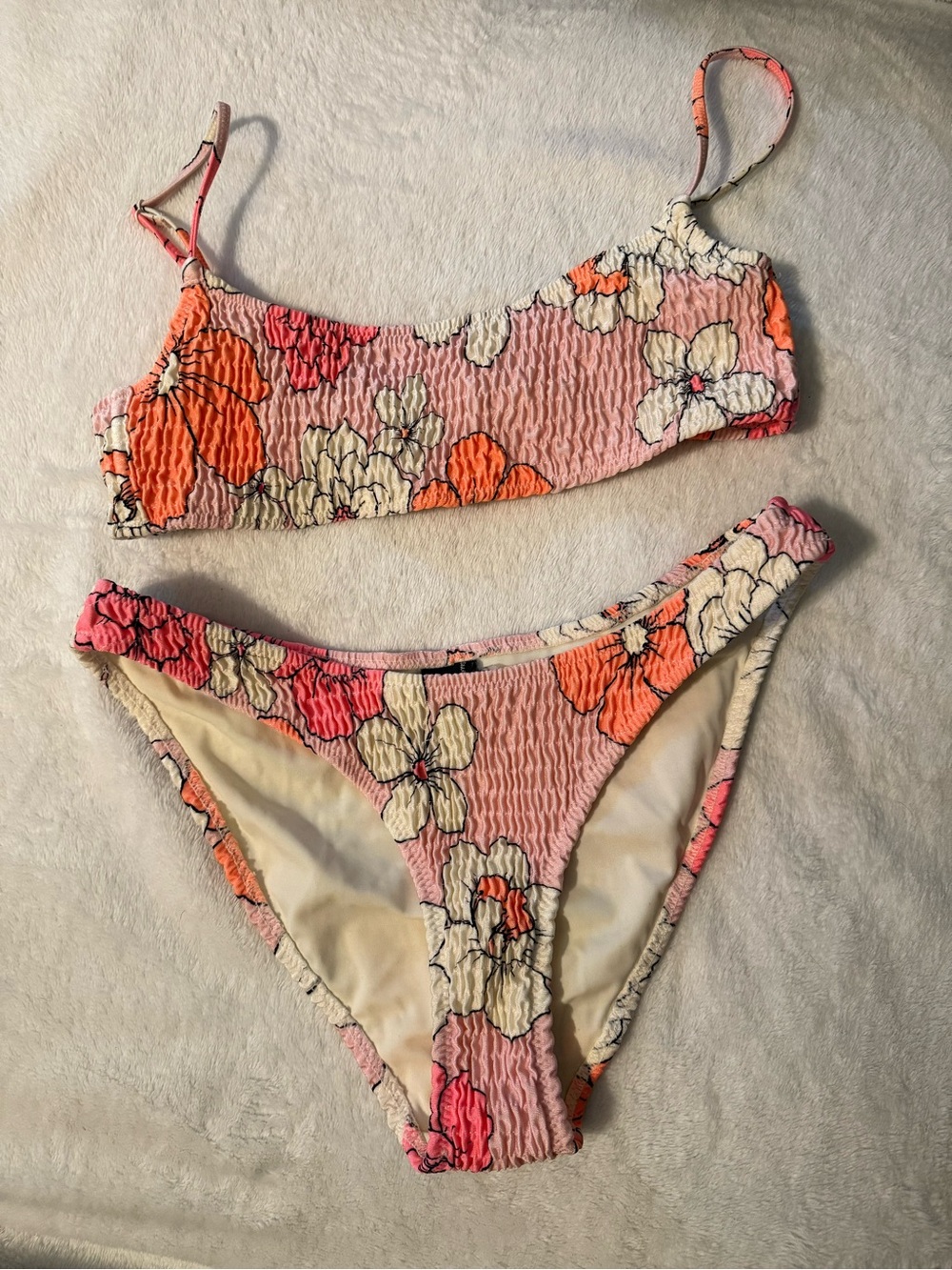 Triangl Floral Smocked Bikini